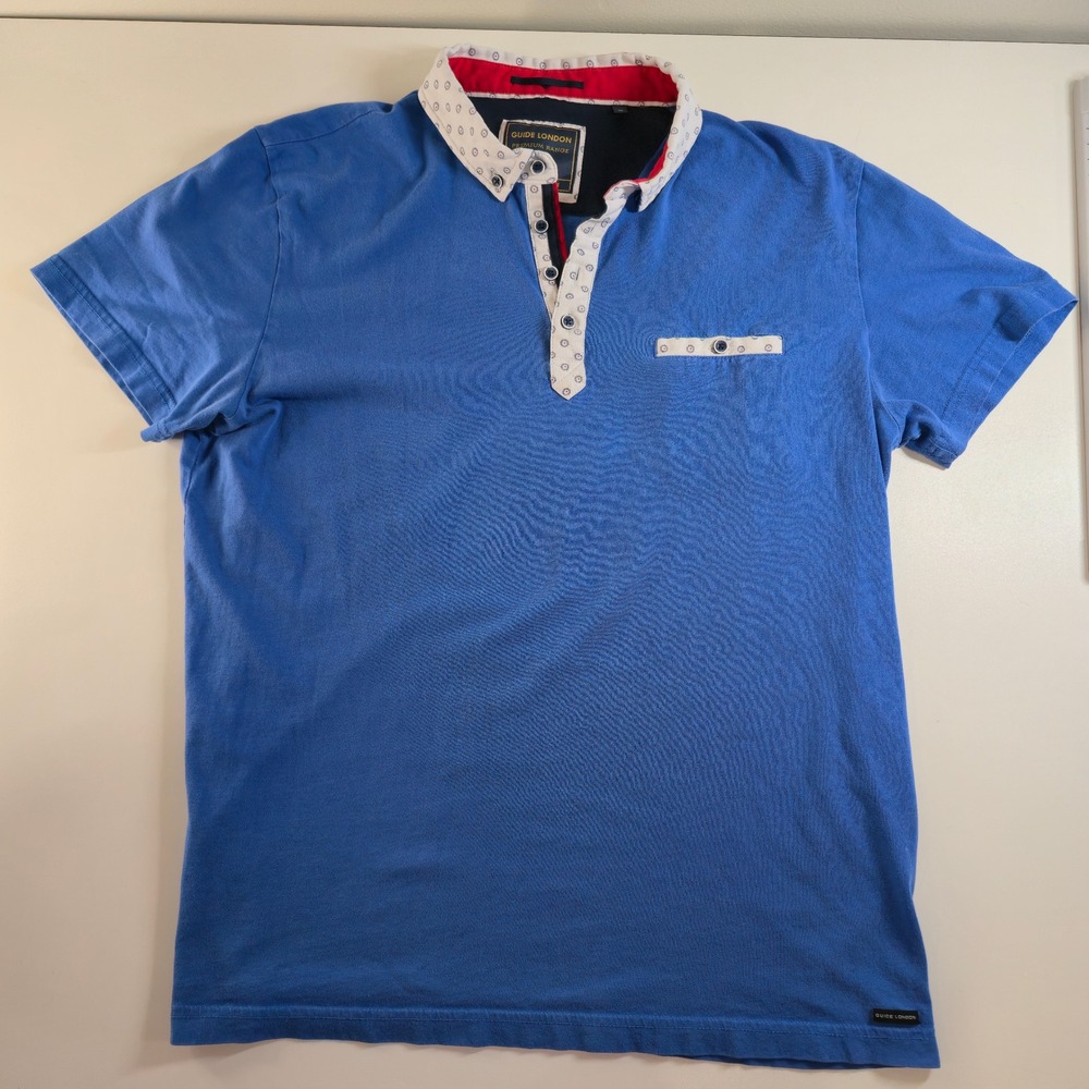 Guide London Premium Range Lux Polo Shirt Men M Short Contrast‎ Collar British